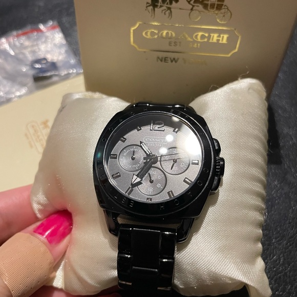 COACH Vintage Rare Black lonic-Stainless Steel Chronograph Watch - Picture 5 of 13